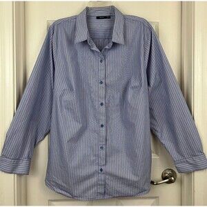 APT. 9 - Blue & White Stripe Long Sleeve Stretch Fitted Button-Up Shirt size 2X